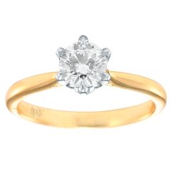 Six Claw Round Brilliant Diamond Yellow Ring