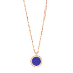 Round Lapis Rose Gold Pendant