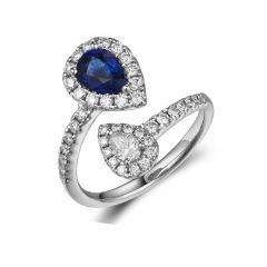 Gemini Sapphire and Pear Cut Diamond Ring