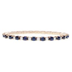 White Gold Oval Blue Sapphires and Diamonds Extensible Bracelet