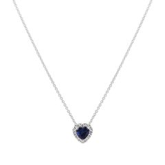 Sapphire and Diamond Heart Pendant