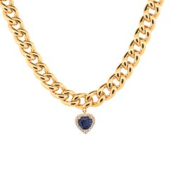Sapphire and Diamond Chain Necklace