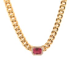Rose Gold Pink Sapphire Chain Necklace