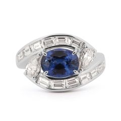 Twisted Oval Sapphire and Diamond Ring