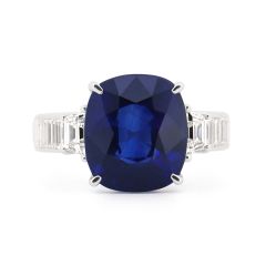 Cushion Sapphire and Diamond Ring