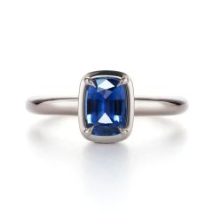 Elongated Cushion Sapphire White Gold Ring